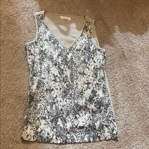 Calvin Klein Silver and Black Sequin V-Neck Top